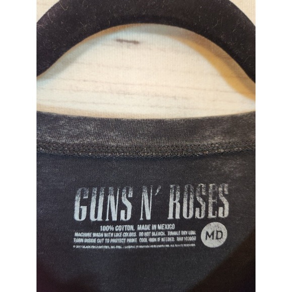 Guns‎ N' Roses Womens Black Acid Wash Long Sleeve Cropped Graphic T Shirt M - Picture 3 of 5